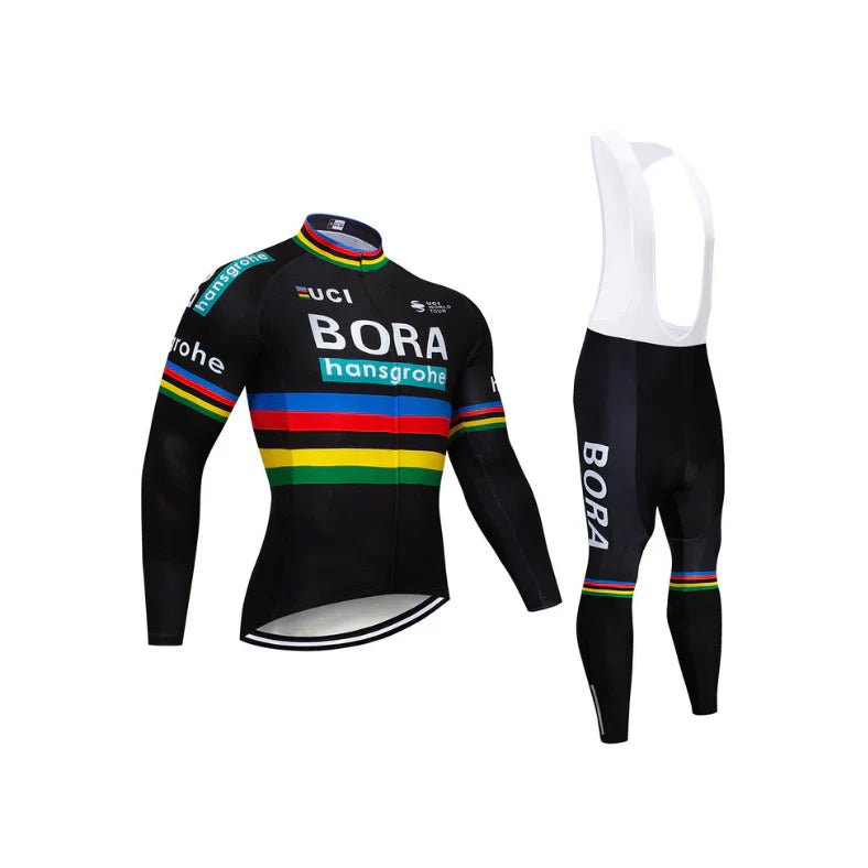 Bora - Långärmat set med cykelkläder för proffs Svart