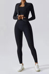 DJESSY | Elegant topp med full dragkedja och stilfull hög midja-legging för en komplett look Svart