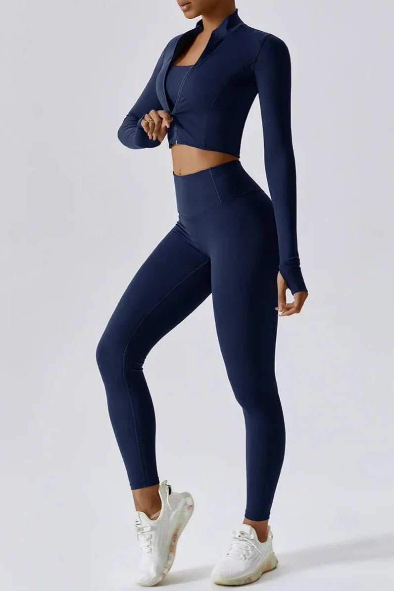 DJESSY | Elegant topp med full dragkedja och stilren hög midjar leggins för en perfekt look