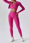 DJESSY stilren set med topper och högmidjade leggings - slank passform för en perfekt look Elektrisk Rosa