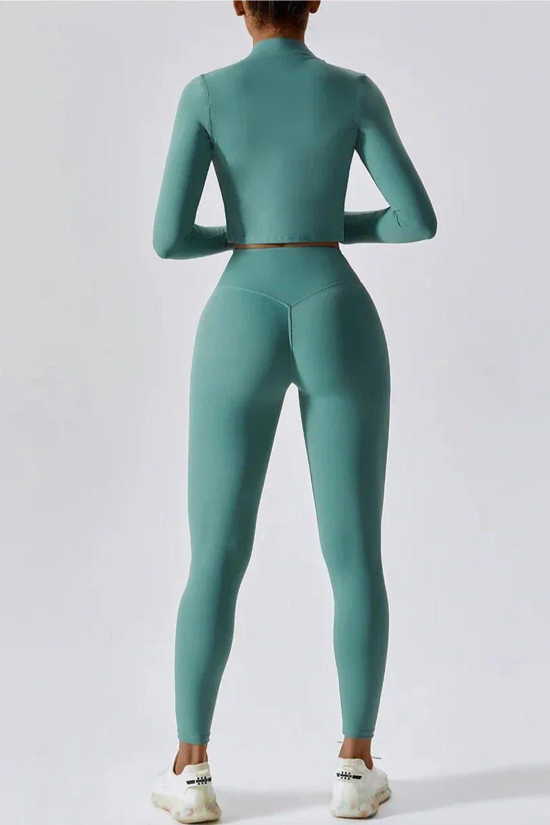 DJESSY | Stilren topp med fullängds dragkedja och bekväm high-waist leggings för en trendig look