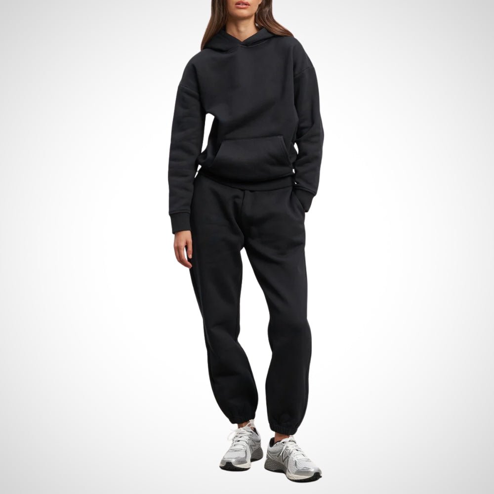 Elegent dam-träningsdräkt – Jogging-set för damer – Bekväm dam-jogger Svart