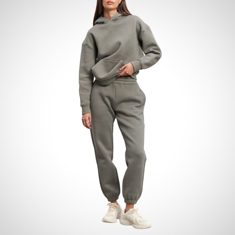 Elegent dam-träningsdräkt – Jogging-set för damer – Bekväm dam-jogger Oliv