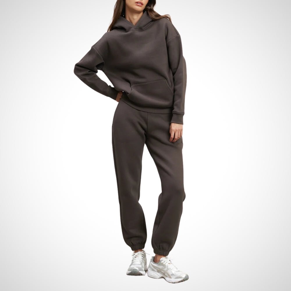 Elegent dam-träningsdräkt – Jogging-set för damer – Bekväm dam-jogger Brun