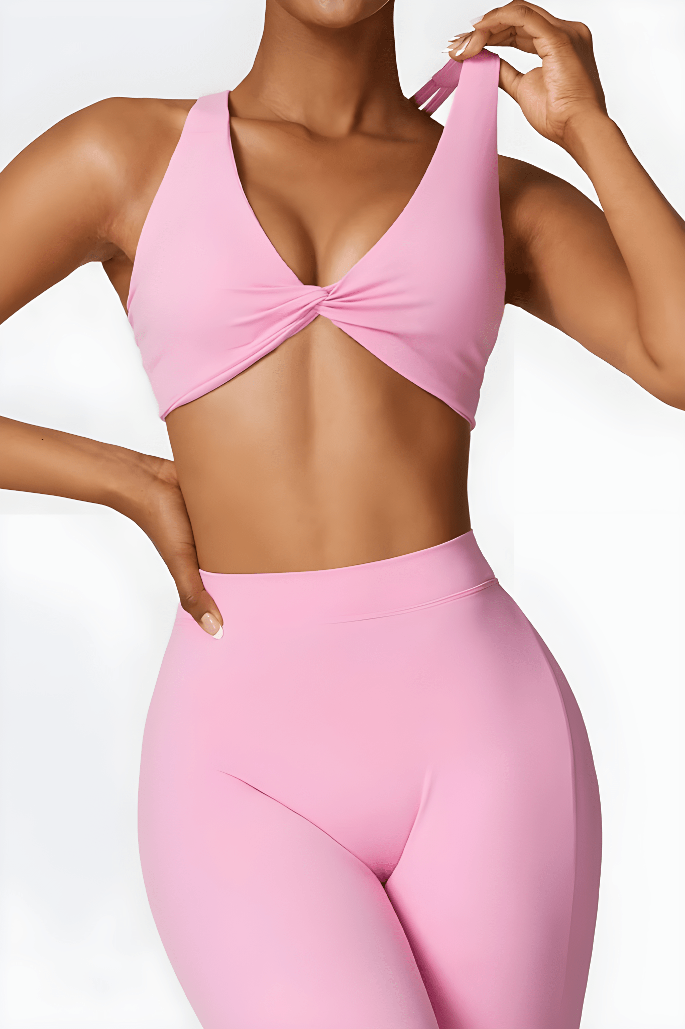 Ellis Rose Rosa Flare Leggings & Twist Crop Top Set - Elegant Slim Fit för Stil och Komfort