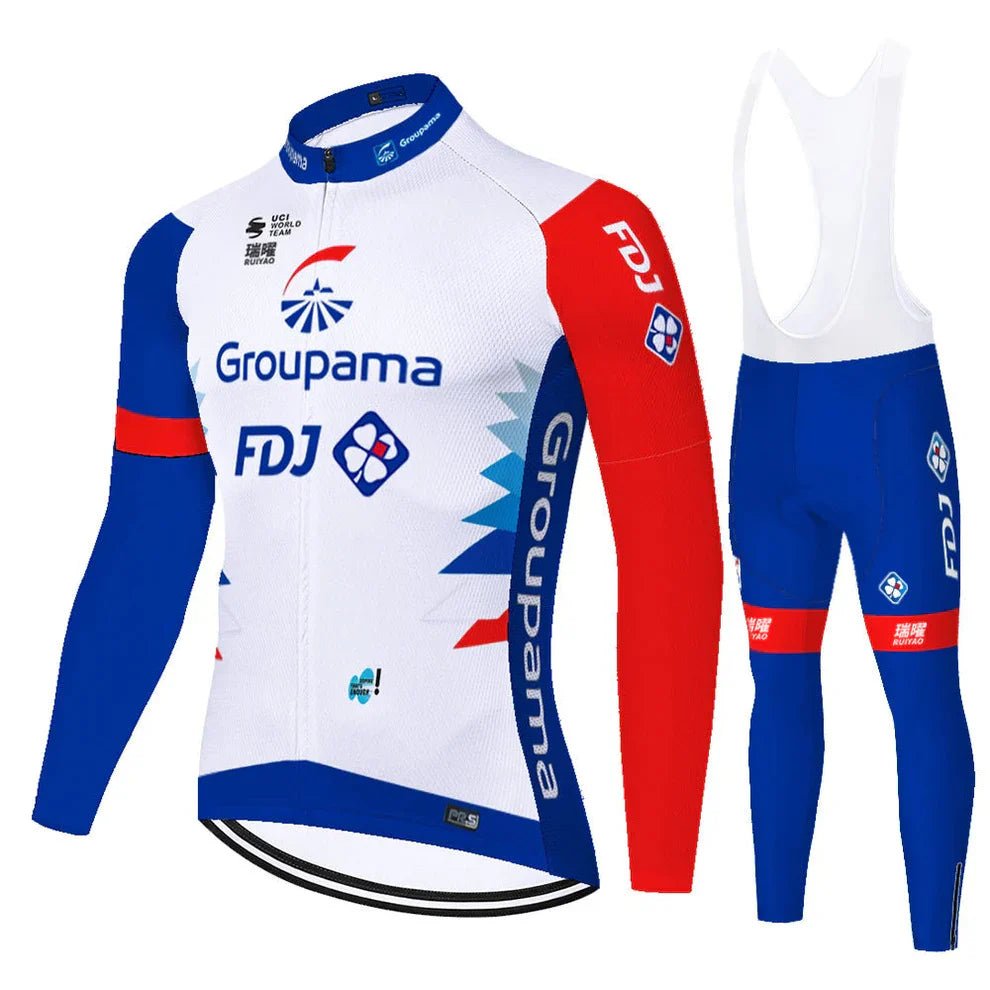 FDJ - Långärmad professionell cykelset Vit