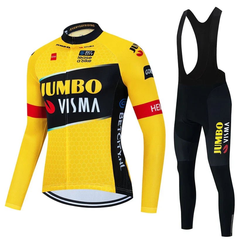 Jumbo Visma - Långärmat professionellt cykelklädesset Gul