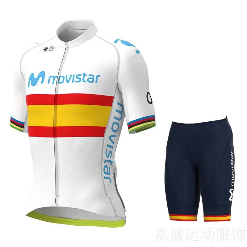 Movistar - Set med cykelkläder för professionella cyklister Vit (shorts)