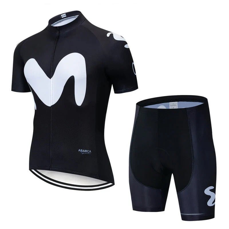 Movistar - Set med cykelkläder för professionella cyklister Svart (shorts)