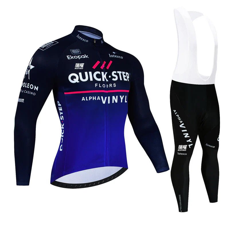 Quick Step - Långärmad Pro Cykelklädeskit Svart Blå