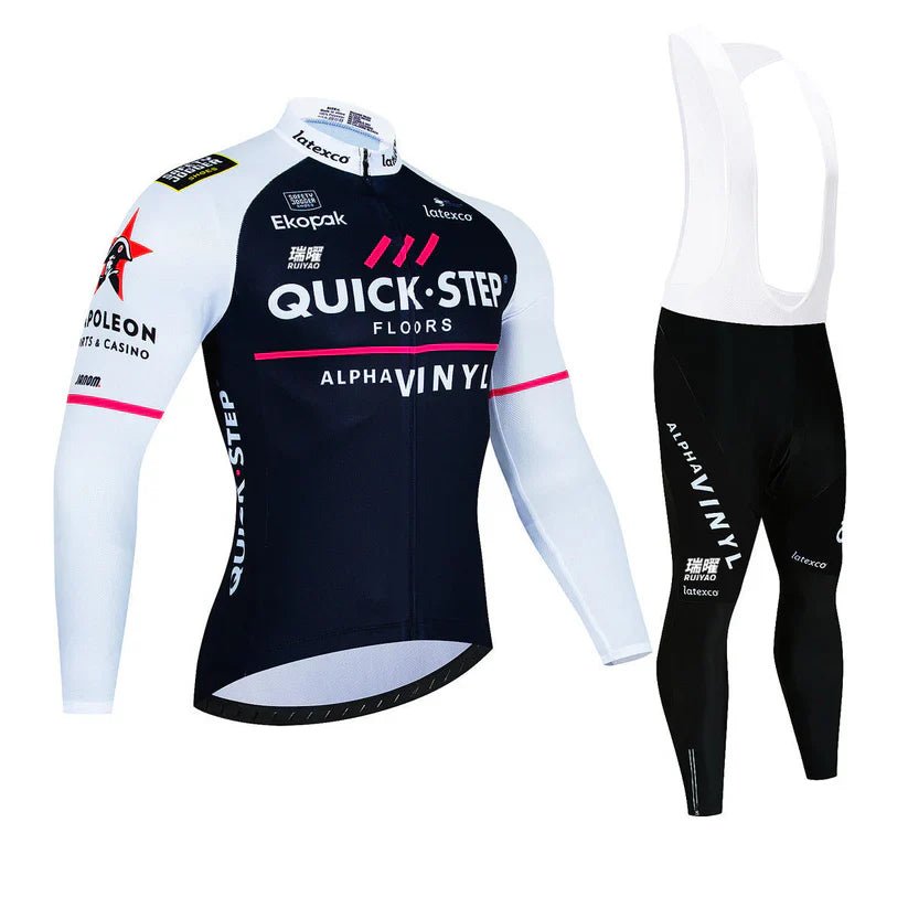 Quick Step - Långärmad Pro Cykelklädeskit Svart Vit