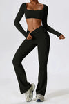 SENNA | Snyggt set med utsvängd leggings och trendig långärmad crop top