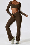 SENNA | Stilsäkra flared leggings och elegant långärmad crop top för en moderiktig look Ember Brun XL