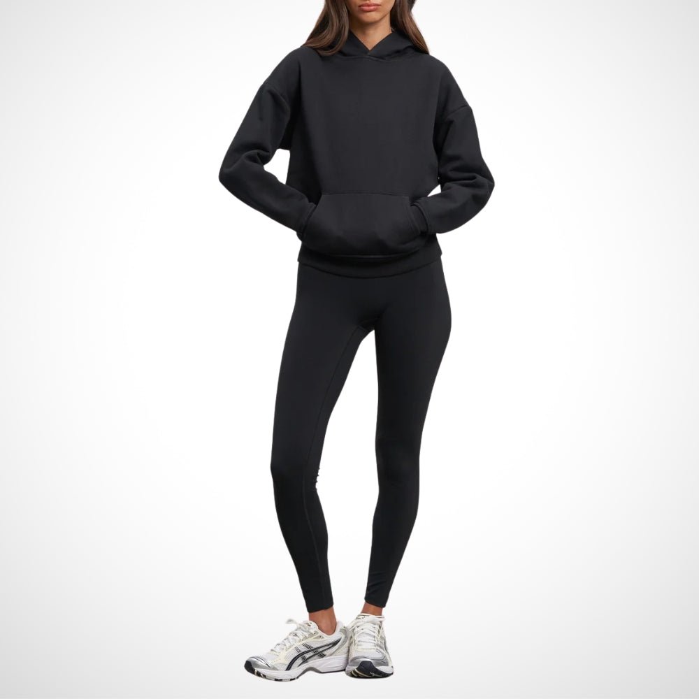 Stilrent dam-träningsset - Bekvämt jogging-set med leggings för damer Svart