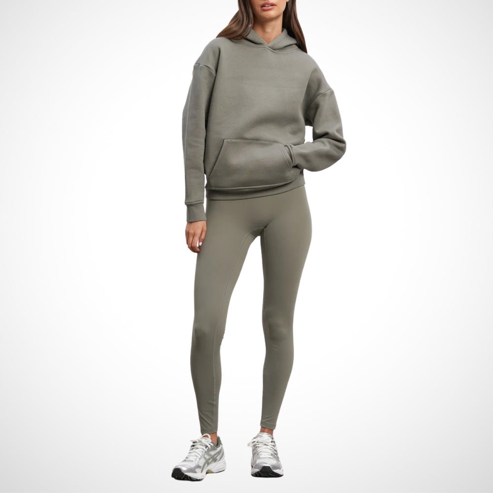 Stilrent dam-träningsset - Bekvämt jogging-set med leggings för damer Olivgrön