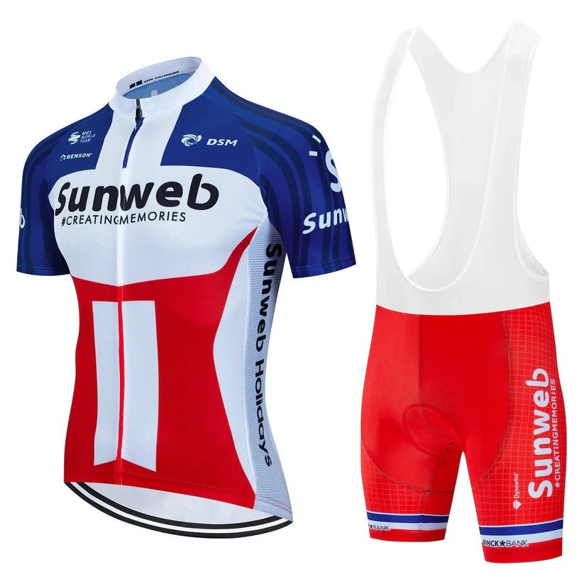 Sunweb - Professionell cyklinguppsättning Blå Röd