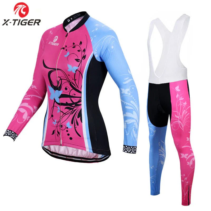 X-Tiger - Dam långärmad cykelset Rosa